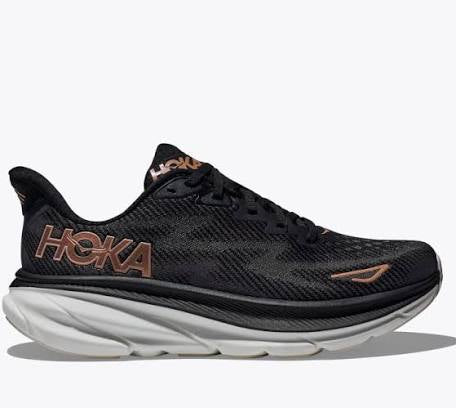 Women's Hoka Clifton 9 (Black/Rose Gold)