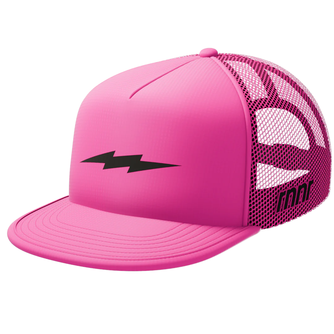 rnnr running trucker hat: Bolt Pink